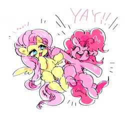 Size: 1271x1243 | Tagged: safe, artist:osawari64, character:fluttershy, character:pinkie pie, species:earth pony, species:pegasus, species:pony, duo, female, mare, yay