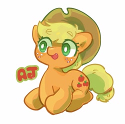 Size: 1317x1306 | Tagged: safe, artist:osawari64, character:applejack, species:earth pony, species:pony, clothing, cowboy hat, female, hat, mare, simple background, solo, white background