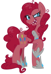 Size: 1179x1707 | Tagged: safe, artist:cuttycommando, character:nightmare pinkie pie, character:pinkie pie, corrupted, evil grin, female, gluttony, grin, nightmarified, seven deadly sins, simple background, smiling, solo, vector, white background