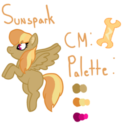 Size: 1200x1200 | Tagged: safe, artist:glamgoria-morose, oc, oc only, oc:sunspark, parent:cheese sandwich, parent:rainbow dash, parents:cheesedash, species:pegasus, species:pony, reference sheet, simple background, white background