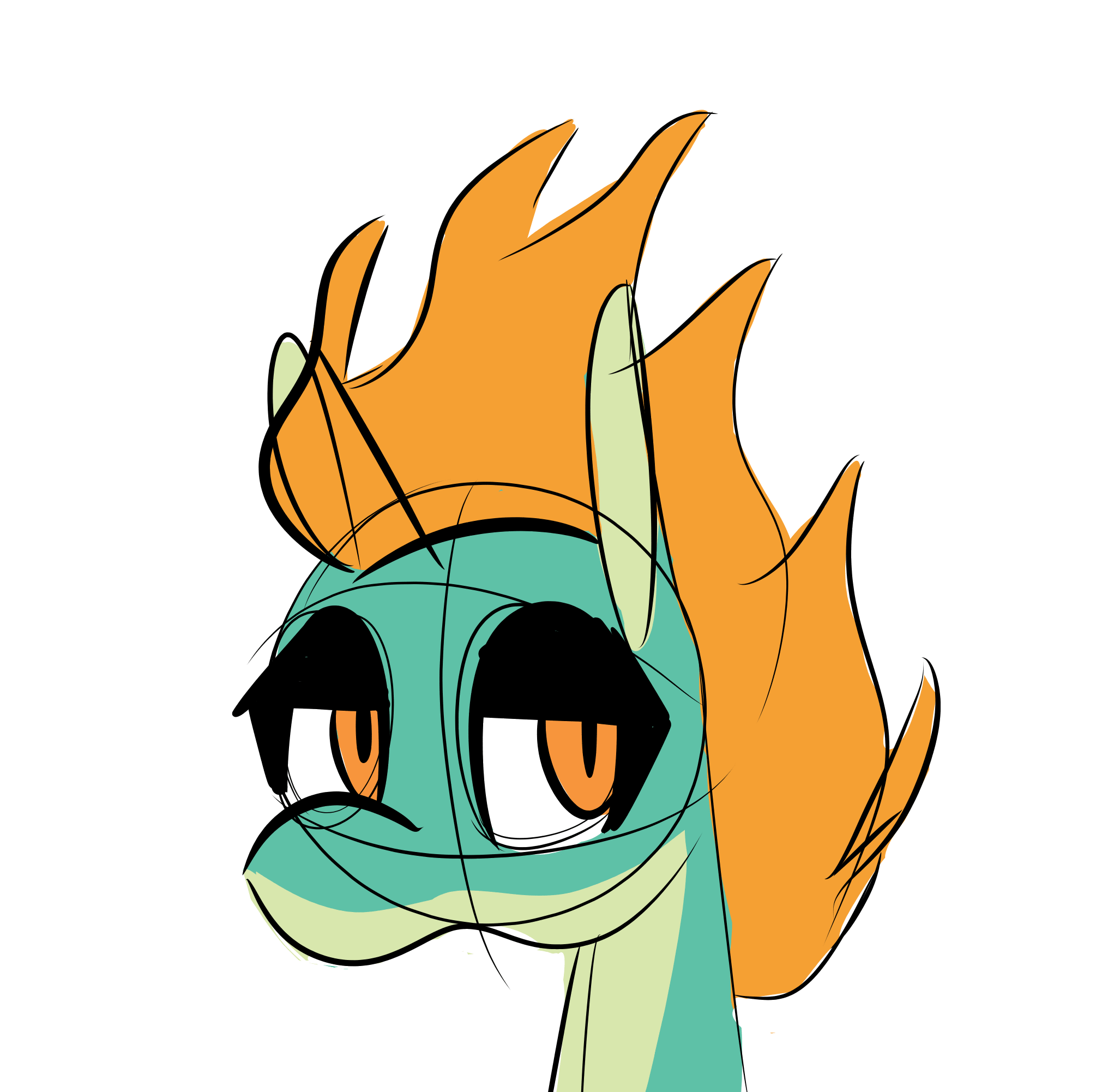 Size: 2054x2002 | Tagged: safe, artist:provolonepone, community related, character:tianhuo, species:dragon, species:longma, them's fightin' herds, animated, bust, eastern dragon, female, fire hair, frame by frame, lidded eyes, looking at you, portrait, simple background, solo, white background