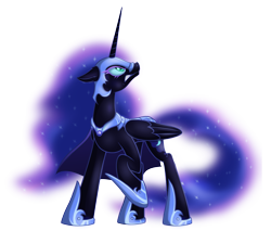 Size: 2310x1964 | Tagged: safe, artist:kyodashiro, character:nightmare moon, character:princess luna, species:alicorn, species:pony, female, looking up, mare, simple background, solo, transparent background