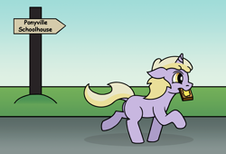 Size: 1422x965 | Tagged: safe, artist:gogglesparks, character:dinky hooves, species:pony, species:unicorn, newbie artist training grounds, atg 2018, female, filly, schoolgirl toast, solo