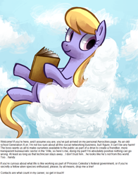 Size: 800x1018 | Tagged: safe, artist:reuniclus, character:cloud kicker, species:pegasus, species:pony, ask, book, cloud, cloudy, female, mare, sitting, smiling, solo, working hard hardly working