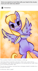 Size: 484x897 | Tagged: safe, artist:reuniclus, character:cloud kicker, species:pegasus, species:pony, ask, cloud, female, hooves together, lidded eyes, mare, on back, smiling, working hard hardly working