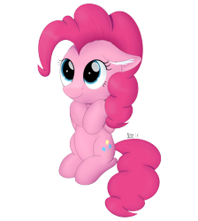 Size: 3500x3900 | Tagged: safe, artist:arcane-thunder, character:pinkie pie, species:earth pony, species:pony, cute, diapinkes, ear fluff, female, floppy ears, fluffy, looking up, mare, simple background, sitting, smiling, solo, transparent background