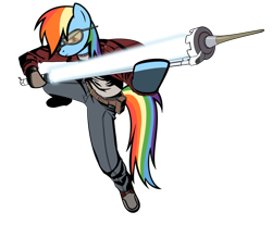Size: 1280x1114 | Tagged: safe, artist:misterbrony, character:rainbow dash, species:anthro, arm hooves, crossover, female, no more heroes, solo, travis touchdown