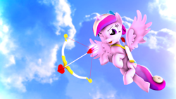 Size: 3840x2160 | Tagged: safe, artist:apexpredator923, character:princess cadance, species:pony, 3d, arrow, bow (weapon), bow and arrow, cupid, cupidance, cute, cutedance, female, magic, solo, weapon