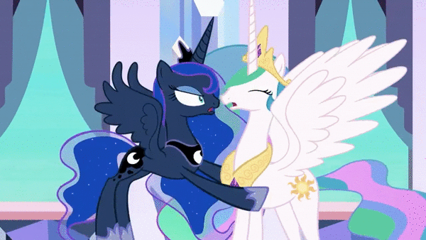 Size: 600x338 | Tagged: safe, artist:toucanldm, character:princess celestia, character:princess luna, species:alicorn, species:pony, animated, ball of violence, female, gif, male, youtube link