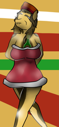 Size: 753x1629 | Tagged: safe, artist:shehaveboththings, oc, species:anthro, bad anatomy, champagne, christmas, colored, holiday, solo