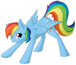 Size: 1000x854 | Tagged: safe, artist:wolfypon, character:rainbow dash, species:pegasus, species:pony, backwards cutie mark, female, looking at you, mare, simple background, smiling, solo, transparent background