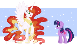 Size: 1280x754 | Tagged: safe, artist:yourrdazzle, character:princess celestia, character:twilight sparkle, species:pony, species:unicorn, alternate design