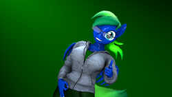 Size: 3840x2160 | Tagged: safe, artist:caveboy2000, oc, oc:thundy, species:anthro, species:pegasus, species:pony, 3d, anthro oc, breasts, clothing, female, glasses, hand, hand on hip, smiling, solo, source filmmaker, thumbs up, 👌