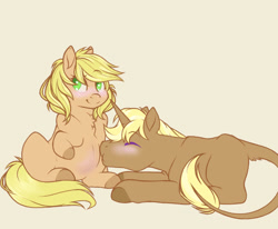 Size: 1024x844 | Tagged: safe, artist:uniquecolorchaos, character:applejack, character:trenderhoof, species:pony, awww, blushing, cute, female, jackabetes, male, pregnant, shipping, straight, trenderjack, unshorn fetlocks