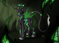 Size: 5000x3600 | Tagged: safe, artist:kirasunnight, character:queen chrysalis, species:changeling, female, robot, robot changeling, solo