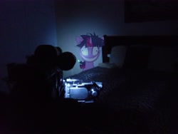 Size: 4320x3240 | Tagged: safe, artist:emedina13, character:night light, character:twilight sparkle, camera, computer, irl, photo, ponies in real life, twilight snapple, vector
