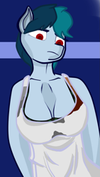 Size: 675x1201 | Tagged: safe, artist:shehaveboththings, derpibooru original, oc, oc:delta vee, species:anthro, breasts, busty delta vee, clothing, female, looking at you, red eyes, solo