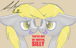 Size: 817x515 | Tagged: safe, artist:strangemoose, character:derpy hooves, species:pegasus, species:pony, cute, double, female, mare, silly
