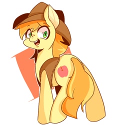 Size: 600x600 | Tagged: safe, artist:koto, character:braeburn, species:earth pony, species:pony, clothing, cowboy hat, hat, looking at you, male, pixiv, smiling, stallion, vest