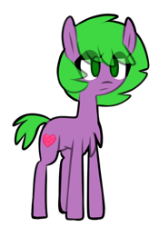 Size: 700x1000 | Tagged: safe, artist:provolonepone, character:barb, character:spike, species:pony, cutie mark, female, mare, ponified, ponified spike, rule 63, solo, species swap