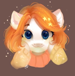 Size: 815x823 | Tagged: safe, artist:sofiko-ko, oc, species:pony, clothing, cute, ethereal mane, galaxy mane, lineless, looking at you, ocbetes, smiling, stars, sweater