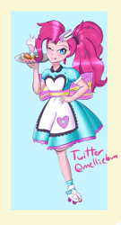 Size: 1350x2500 | Tagged: safe, artist:melliedraws, character:pinkie pie, episode:coinky-dink world, eqg summertime shorts, g4, my little pony: equestria girls, my little pony:equestria girls, female, one eye closed, server pinkie pie, solo, wink