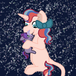 Size: 10000x10000 | Tagged: safe, artist:glamgoria-morose, oc, oc only, oc:fairy ring, oc:princess blood moon, parent:moondancer, parent:princess luna, parents:lunadancer, species:pony, species:unicorn, bow, female, hair bow, leonine tail, magical lesbian spawn, offspring, sisters