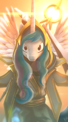 Size: 1726x3072 | Tagged: safe, artist:aeridiccore, character:princess celestia, species:pony, 3d, crossover, dota 2, keeper of the light, source filmmaker