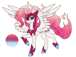 Size: 1920x1440 | Tagged: safe, artist:kxttponies, oc, oc only, parent:daybreaker, parent:pinkie pie, species:alicorn, species:pony, alicorn oc, armor, cutie mark, ethereal mane, heterochromia, hoof shoes, magical lesbian spawn, offspring, parents:pinkiebreaker, simple background, solo, transparent background