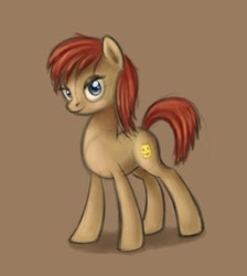 Size: 569x635 | Tagged: dead source, safe, artist:polkin, species:earth pony, species:pony, brown background, doodle, random, simple background
