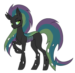 Size: 1920x1858 | Tagged: safe, artist:kxttponies, oc, oc only, parent:queen chrysalis, parent:rainbow dash, parents:chrysadash, species:changeling, species:changepony, changeling oc, magical lesbian spawn, offspring, simple background, solo, transparent background