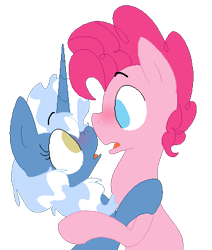 Size: 354x417 | Tagged: safe, artist:artflicker, character:pinkie pie, character:pokey pierce, oc:poppy pin, ship:pokeypie, boop, bubble berry, female, male, noseboop, rule 63, shipping, straight
