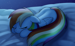 Size: 3770x2327 | Tagged: safe, artist:irisarco, character:rainbow dash, species:pegasus, species:pony, cloud, cute, dashabetes, female, floppy ears, high res, mare, night, night sky, on a cloud, prone, sky, sleeping, solo, stars