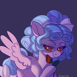 Size: 2000x2000 | Tagged: safe, artist:neonishe, character:cozy glow, species:pegasus, species:pony, black background, cheek fluff, female, filly, flower, freckles, high res, pure concentrated unfiltered evil of the utmost potency, rose, simple background, solo, wing fluff