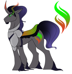 Size: 1920x1967 | Tagged: safe, artist:kxttponies, oc, oc only, parent:king sombra, parent:rarity, parents:sombrarity, species:pony, species:unicorn, armor, colored fetlocks, colored sclera, cutie mark, green sclera, male, offspring, simple background, solo, sombra eyes, stallion, transparent background, unshorn fetlocks