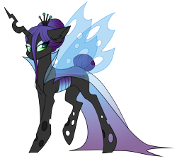 Size: 3296x3000 | Tagged: safe, artist:kxttponies, oc, oc only, parent:queen chrysalis, parent:rarity, parents:chrysarity, species:changeling, species:changepony, adoptable, changeling oc, female, looking sideways, magical lesbian spawn, offspring, purple changeling, simple background, solo, transparent background