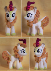 Size: 1657x2300 | Tagged: safe, artist:buttercupbabyppg, character:autumn blaze, species:kirin, episode:sounds of silence, g4, my little pony: friendship is magic, beanie (plushie), cloven hooves, female, happy, horn, irl, leonine tail, photo, plushie, smiling, solo, standing