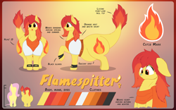 Size: 3840x2400 | Tagged: safe, artist:jesseorange, oc, oc:flamespitter, species:dracony, species:pony, fat, female, hybrid, mare, obese, reference sheet
