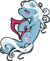 Size: 600x720 | Tagged: safe, artist:ladyamaltea, species:earth pony, species:pony, g3, bee bop (g3), female, g3 to g4, generation leap, harp, mare, musical instrument, simple background, solo, transparent background