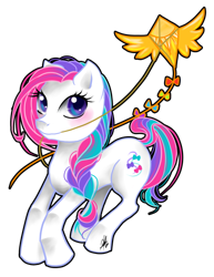 Size: 600x776 | Tagged: safe, artist:ladyamaltea, species:earth pony, species:pony, g3, bow tie (g3), female, g3 to g4, generation leap, kite, mare, mouth hold, simple background, solo, transparent background