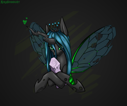 Size: 3000x2500 | Tagged: safe, artist:kirasunnight, character:mean twilight sparkle, character:queen chrysalis, species:changeling, episode:frenemies, g4, my little pony: friendship is magic, abstract background, bust, changeling queen, dead, female, heart, hug, log, portrait, quadrupedal, solo, twilog
