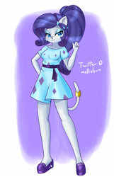 Size: 2000x3100 | Tagged: safe, artist:melliedraws, character:rarity, species:abyssinian, species:anthro, equestria girls:spring breakdown, g4, my little pony: equestria girls, my little pony:equestria girls, spoiler:eqg series (season 2), abyssinianized, cat, catified, clothing, dress, female, raricat, solo, species swap, tail ring