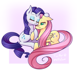 Size: 1600x1500 | Tagged: safe, artist:melliedraws, character:fluttershy, character:rarity, species:pegasus, species:pony, species:unicorn, ship:rarishy, blushing, comforting, crying, female, lesbian, mare, shipping