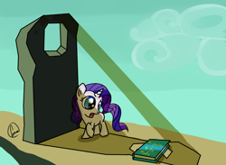 Size: 2600x1900 | Tagged: safe, artist:chaosmalefic, character:rarity, species:pony, book, female, filly, filly rarity, rock, younger