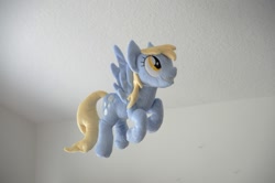 Size: 1000x663 | Tagged: safe, artist:makeshiftwings30, character:derpy hooves, species:pegasus, species:pony, female, flying, irl, mare, photo, plushie, solo