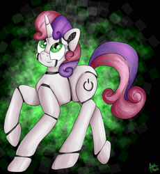 Size: 1850x2014 | Tagged: safe, artist:appleneedle, character:sweetie belle, species:pony, species:unicorn, sweetie bot, cute, detailed eyes, diasweetes, female, filly, robot, robot pony