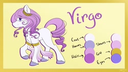 Size: 1024x576 | Tagged: safe, artist:mindlesssketching, species:earth pony, species:pony, female, mare, ponified, reference sheet, solo, virgo, zodiac