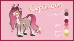 Size: 1024x576 | Tagged: safe, artist:mindlesssketching, species:pony, capricorn, cloven hooves, female, mare, ponified, reference sheet, solo, zodiac