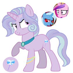 Size: 896x892 | Tagged: safe, artist:venomous-cookietwt, base used, character:princess cadance, character:trixie, oc, parent:princess cadance, parent:trixie, parents:tridance, species:pony, ship:tridance, female, lesbian, magical lesbian spawn, offspring, shipping, simple background, transparent background