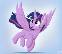 Size: 4222x3675 | Tagged: safe, artist:arcane-thunder, character:twilight sparkle, character:twilight sparkle (alicorn), species:alicorn, species:pony, chest fluff, cute, ear fluff, female, gradient background, mare, open mouth, smiling, solo, twiabetes